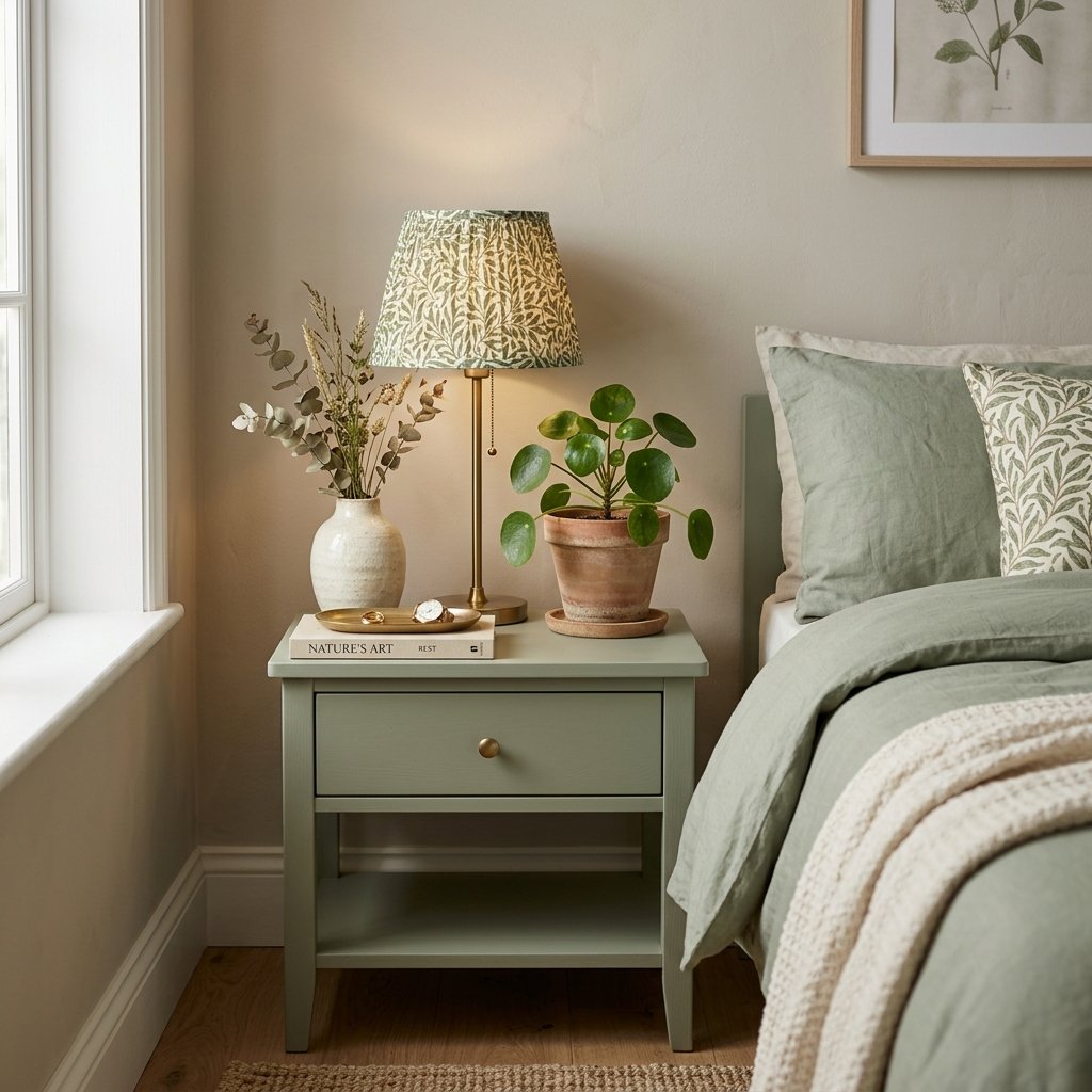 30 Green Bedroom Ideas That Bring Calm and Character 31 Green Bedroom Nightstand Decor Ideas