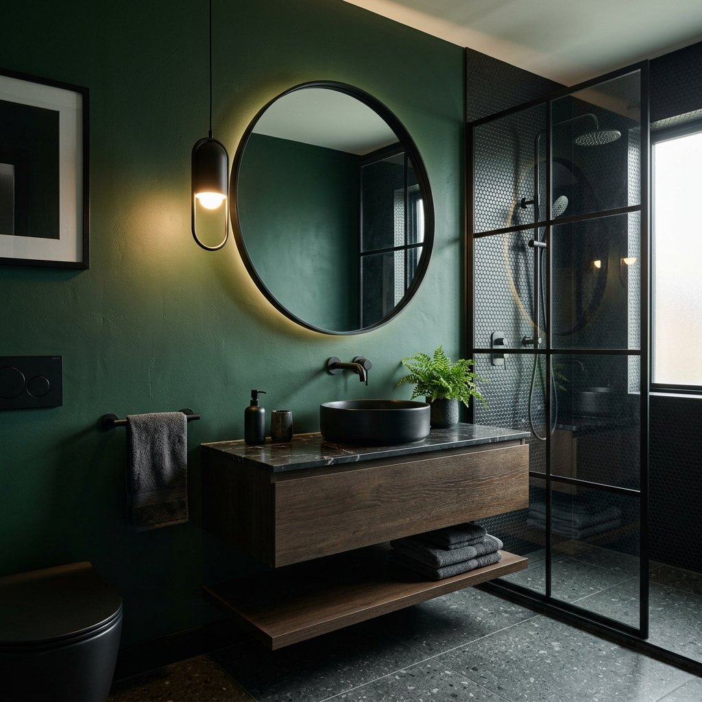 30 Green Bathroom Ideas That Bring Calm and Character to Any Space 13 Black and Green Bathroom Ideas