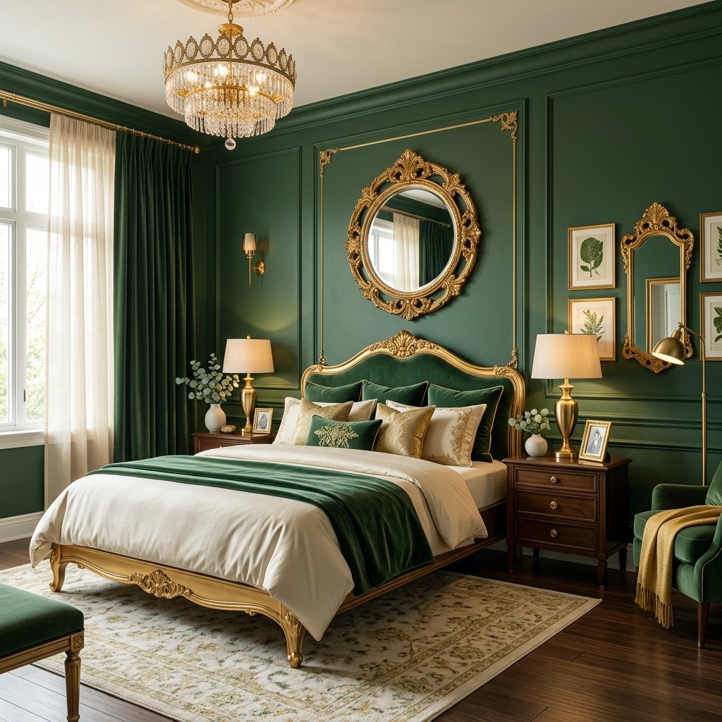 30 Green Bedroom Ideas That Bring Calm and Character 10 Green and Gold Bedroom Ideas