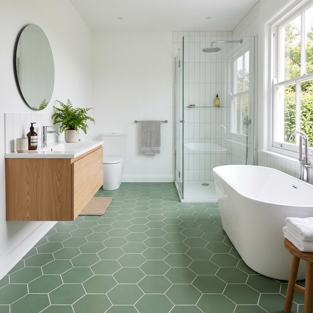 30 Green Bathroom Ideas That Bring Calm and Character to Any Space 28 Green Bathroom Flooring Ideas