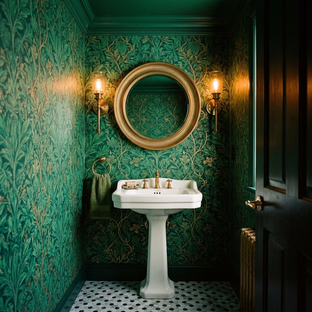 30 Green Bathroom Ideas That Bring Calm and Character to Any Space 26 Green Powder Room Ideas