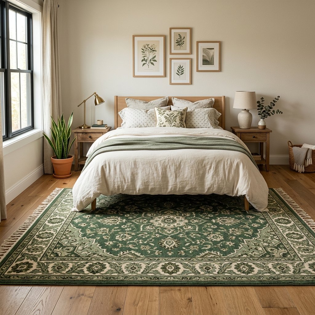 30 Green Bedroom Ideas That Bring Calm and Character 18 Green Bedroom Ideas Rug
