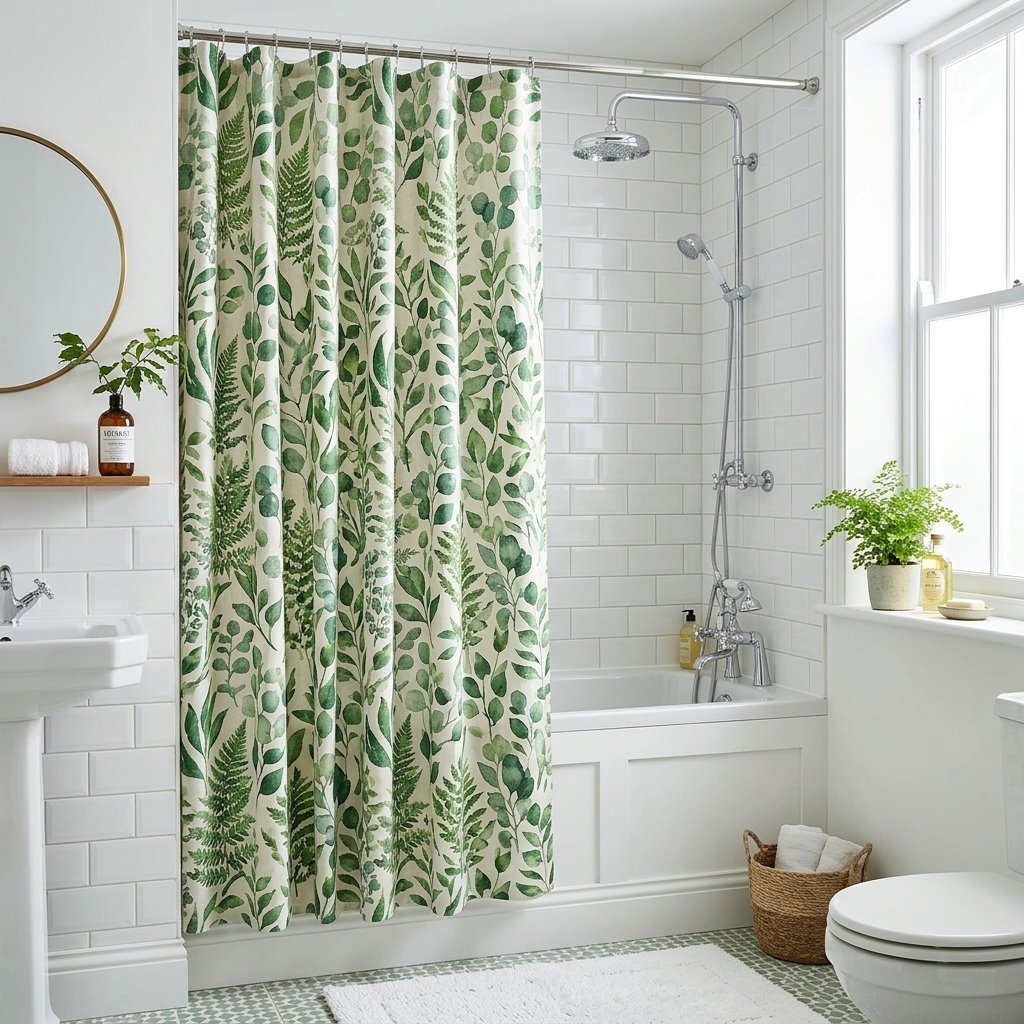 30 Green Bathroom Ideas That Bring Calm and Character to Any Space 22 Green Shower Curtain Ideas