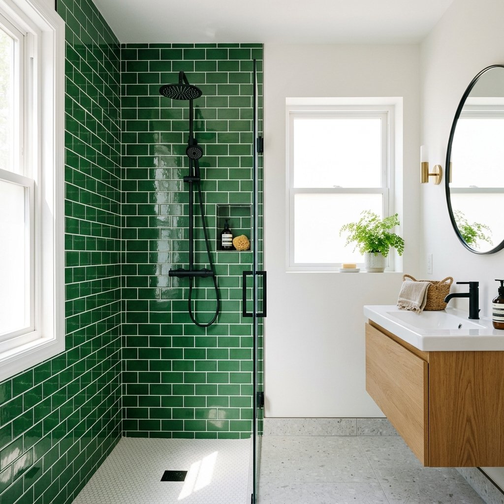 30 Green Bathroom Ideas That Bring Calm and Character to Any Space 8 Tile Green Bathroom Ideas