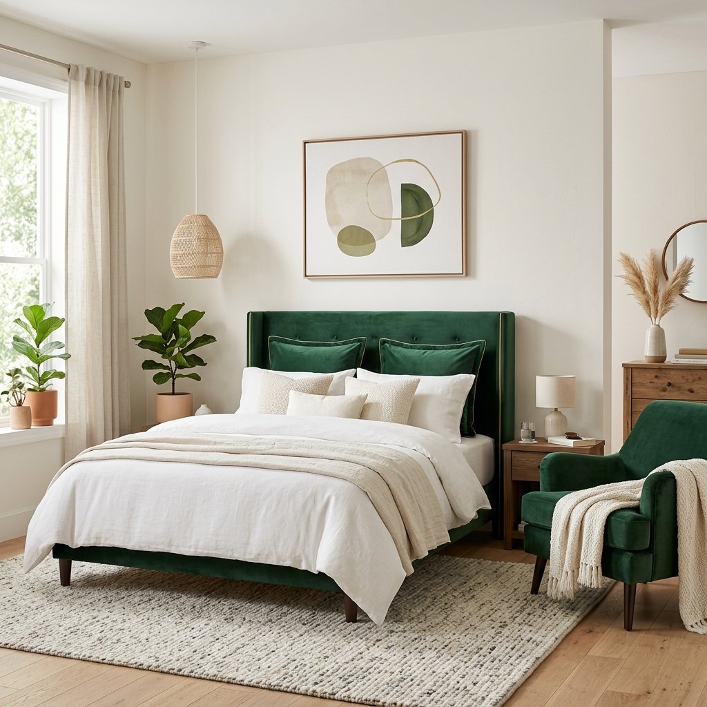 30 Green Bedroom Ideas That Bring Calm and Character 15 Green Velvet Bedroom Ideas