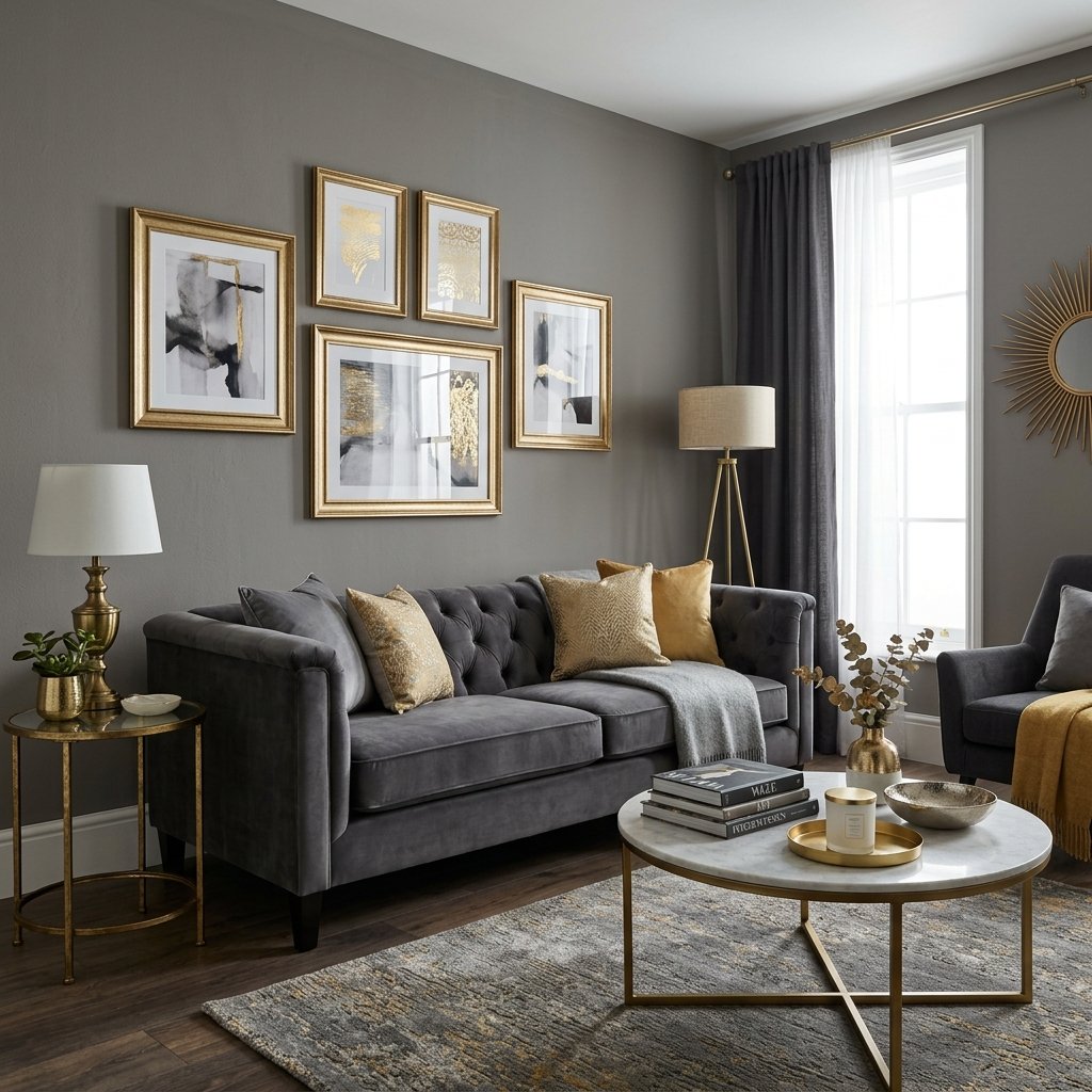 30 Grey Living Room Ideas That Make Any Space Look Luxurious 8 Gold and Grey Living Room Ideas