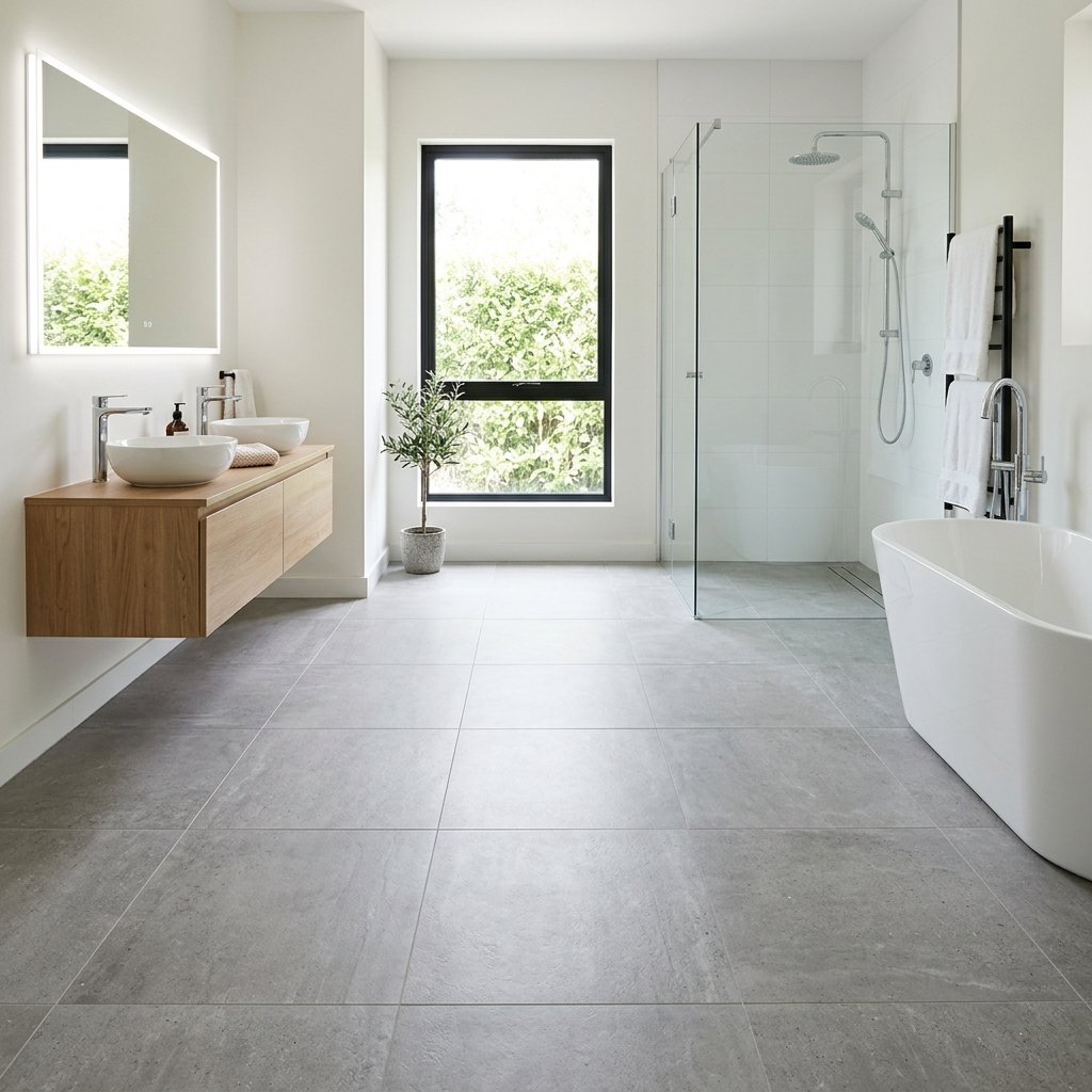 30 Grey Bathroom Ideas to Inspire Your Next Design 20 Grey Bathroom Flooring Ideas