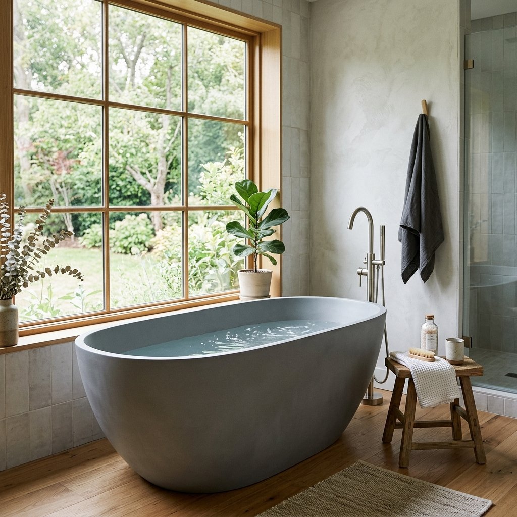 30 Grey Bathroom Ideas to Inspire Your Next Design 12 Grey Freestanding Tub Ideas