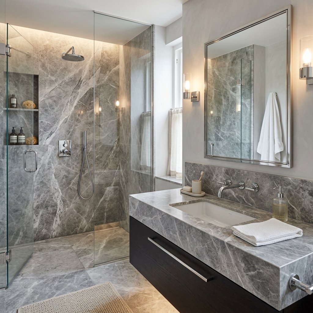 30 Grey Bathroom Ideas to Inspire Your Next Design 5 Marble Grey Bathroom Ideas