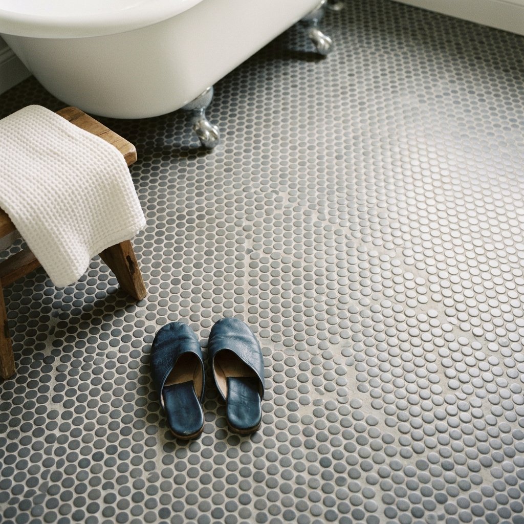 30 Grey Bathroom Ideas to Inspire Your Next Design 10 Grey Penny Tile Ideas