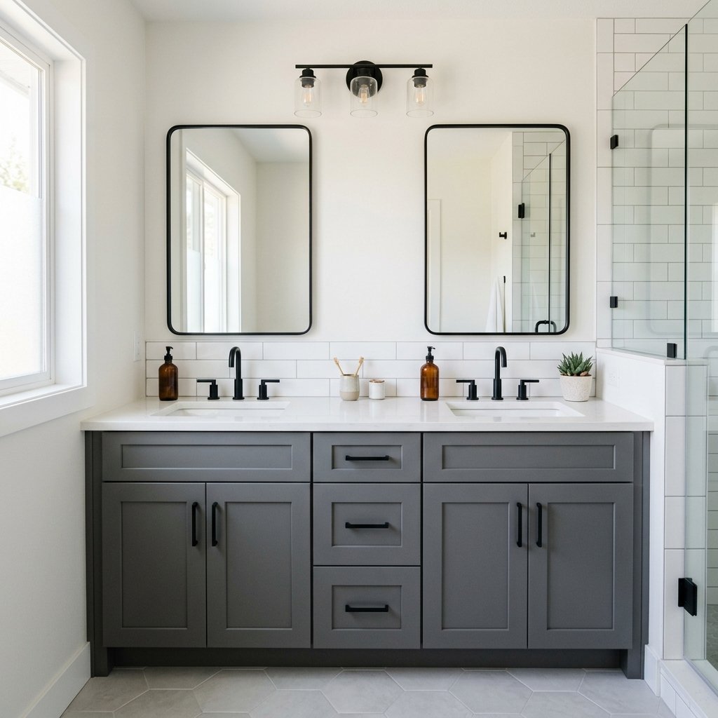 30 Grey Bathroom Ideas to Inspire Your Next Design 15 Grey Vanity Cabinet Ideas