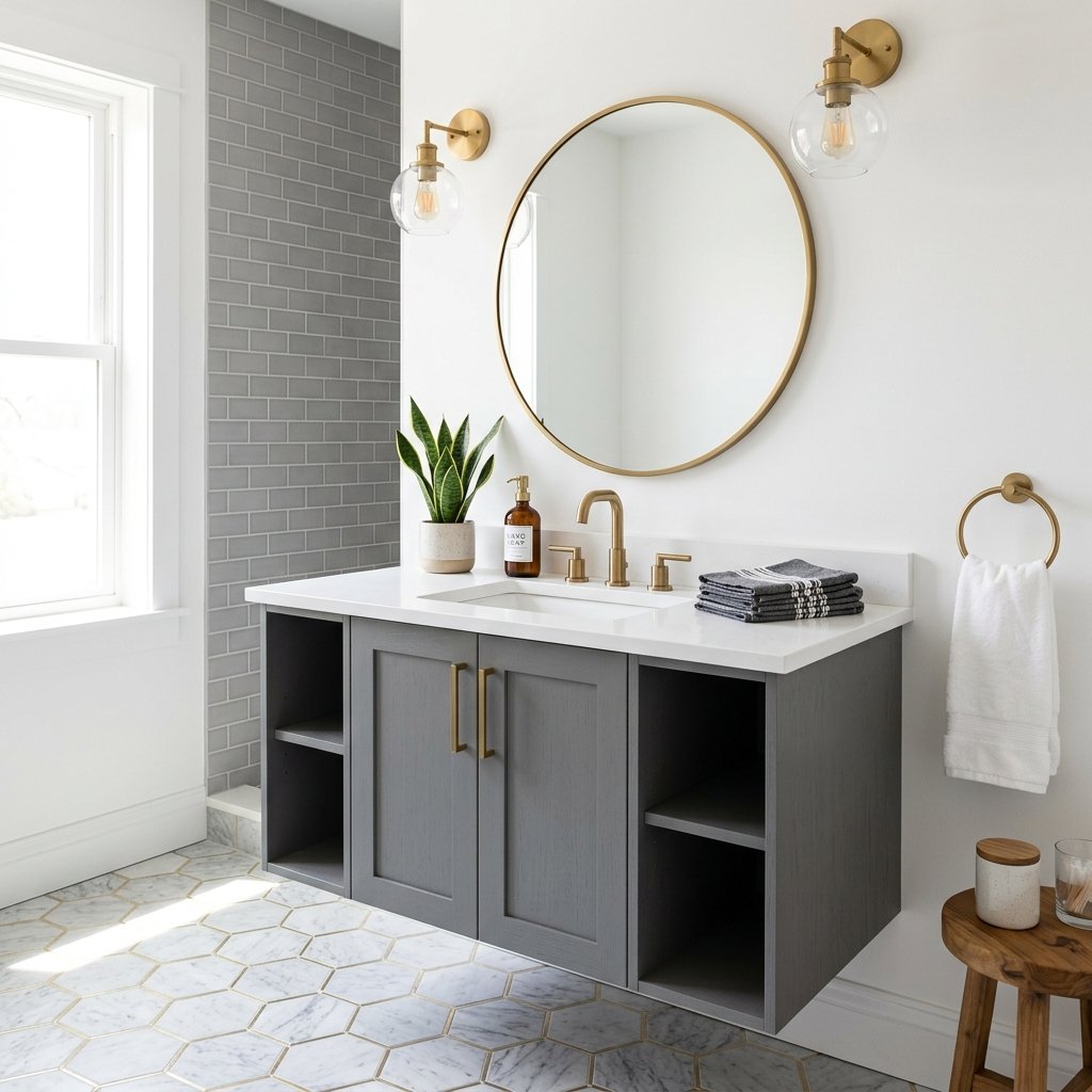 30 Grey Bathroom Ideas to Inspire Your Next Design 6 Grey Vanity Styling Ideas