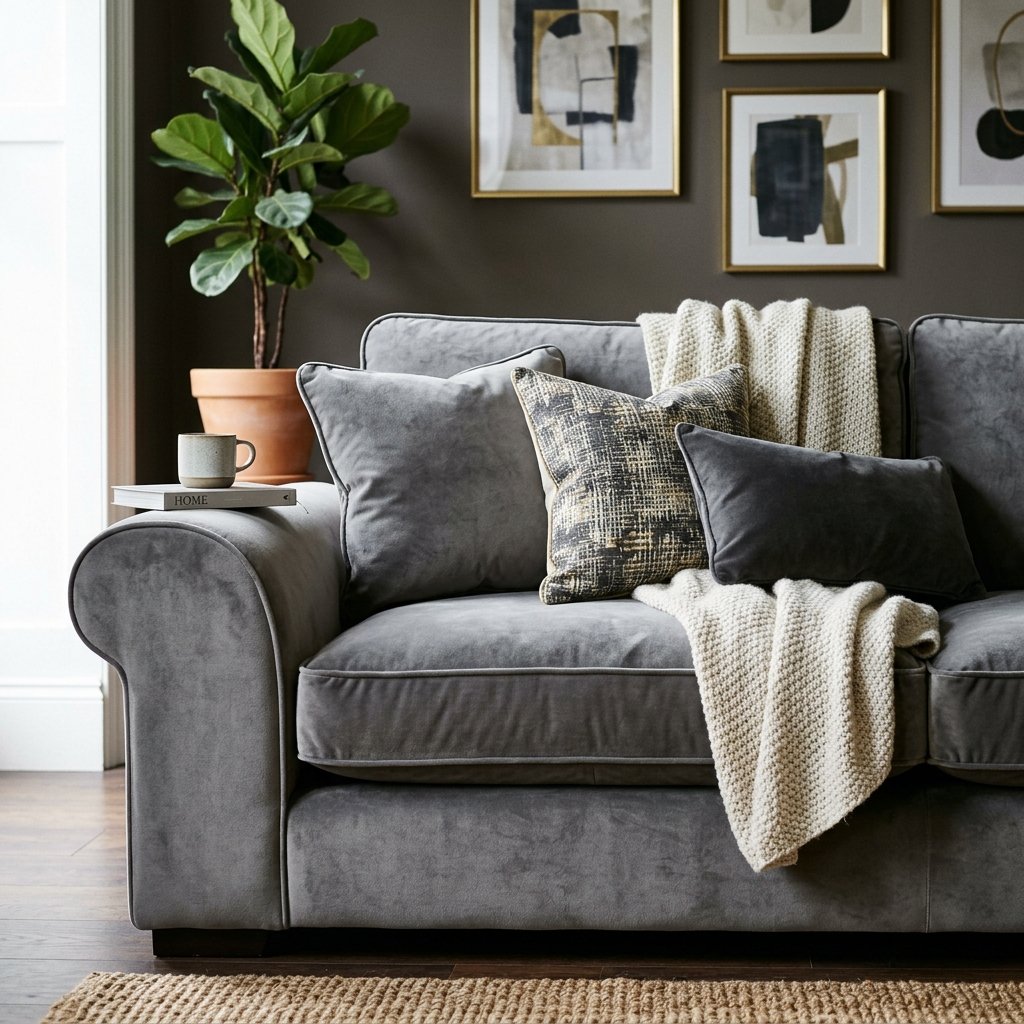 30 Grey Living Room Ideas That Make Any Space Look Luxurious 12 Grey Velvet Sofa Ideas