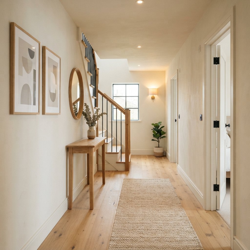 30 Beautiful Upstairs Hallway Ideas: To Transform Your Home Space 23 Neutral Palette Upstairs Hallway Ideas