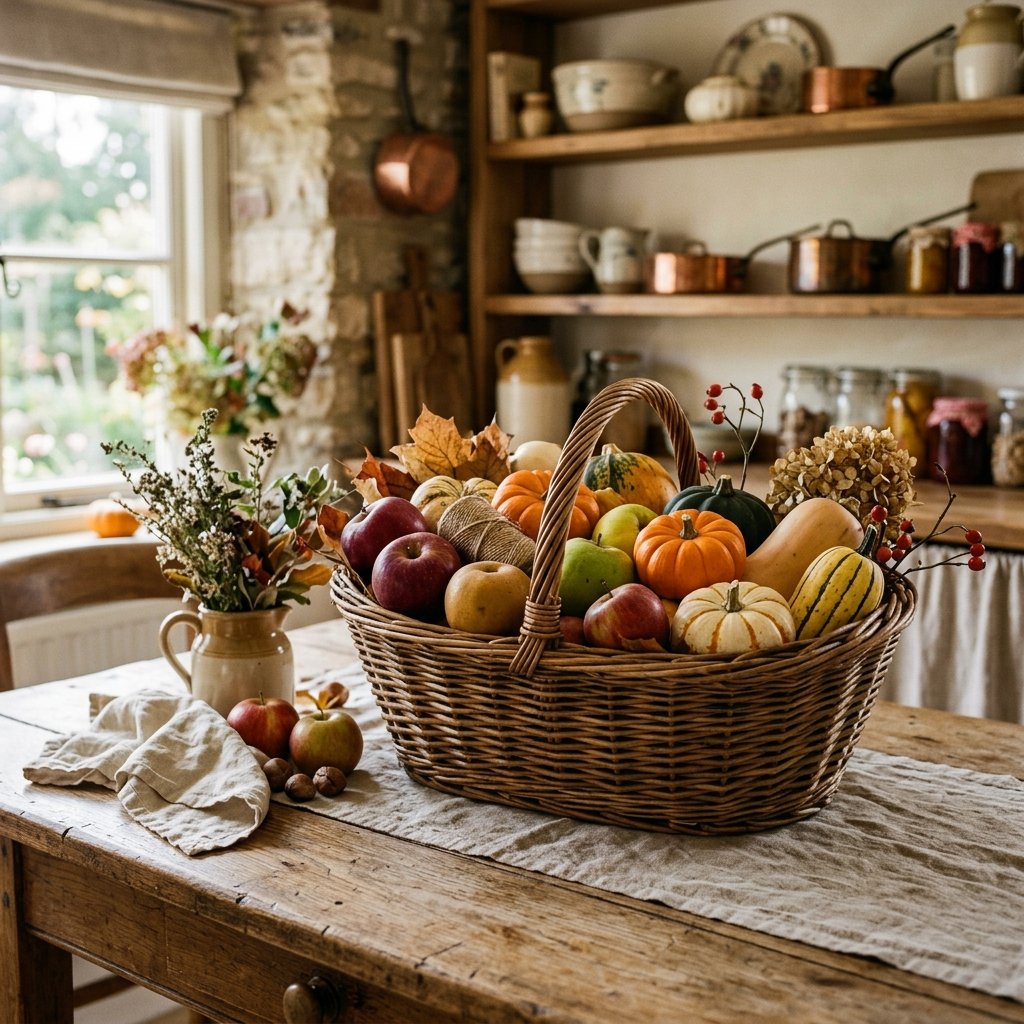 30 Fall Kitchen Table Decor Ideas: You'll Want to Copy 20 Harvest Basket Display Fall Kitchen Table Decor