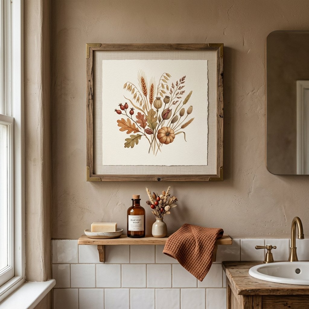 30 Fall Bathroom Aesthetic Ideas to Create a Dreamy Cozy Space 23 Harvest Inspired Wall Art Ideas