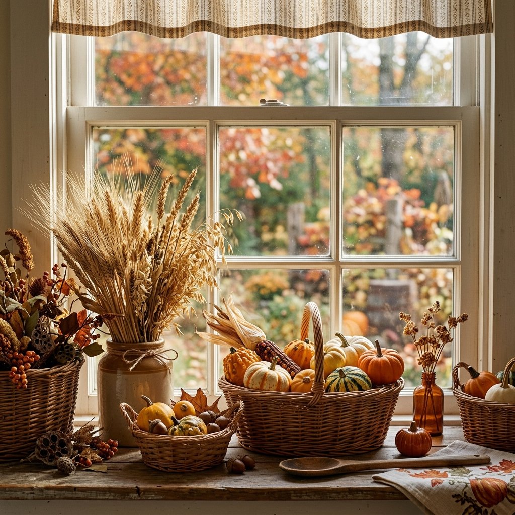 30 Fall Kitchen Window Decor Ideas That Feel Cozy & Bright 10 Harvest Themed Fall Kitchen Window Decor