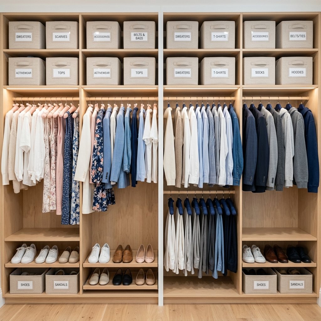 30 Small Bedroom Ideas for Couples That Feel Cozy, Not Cramped 12 His and Hers Closet Ideas