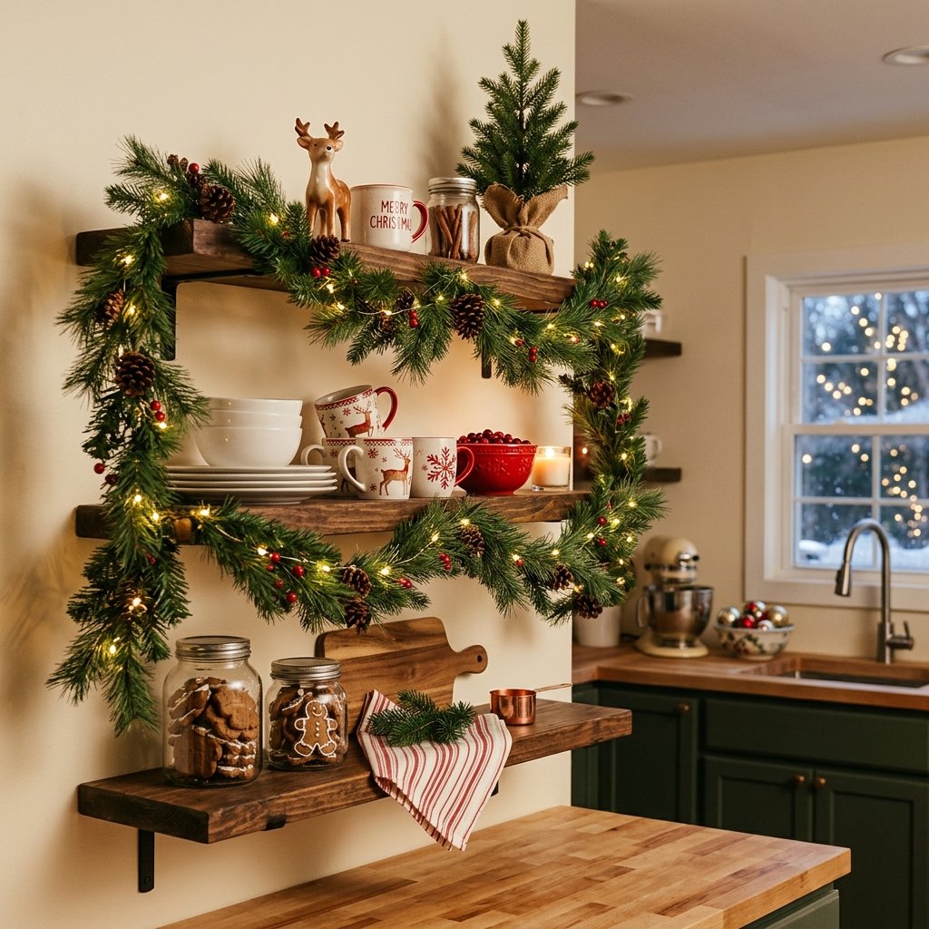 30 Christmas Kitchen Decor Ideas That Feel Warm and Magical 10 Christmas Kitchen Garland Ideas