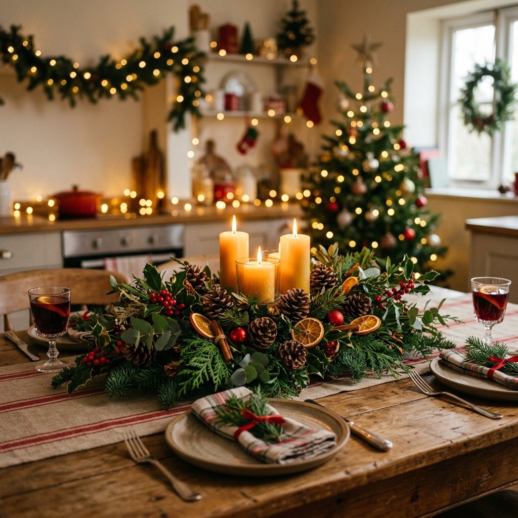 30 Christmas Kitchen Decor Ideas That Feel Warm and Magical 8 Christmas Kitchen Table Centerpiece Ideas
