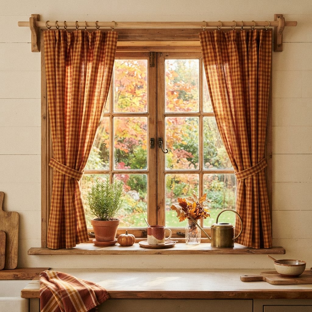 30 Fall Kitchen Ideas: To Warm Up Your Space This Season 27 Gingham Curtain Ideas