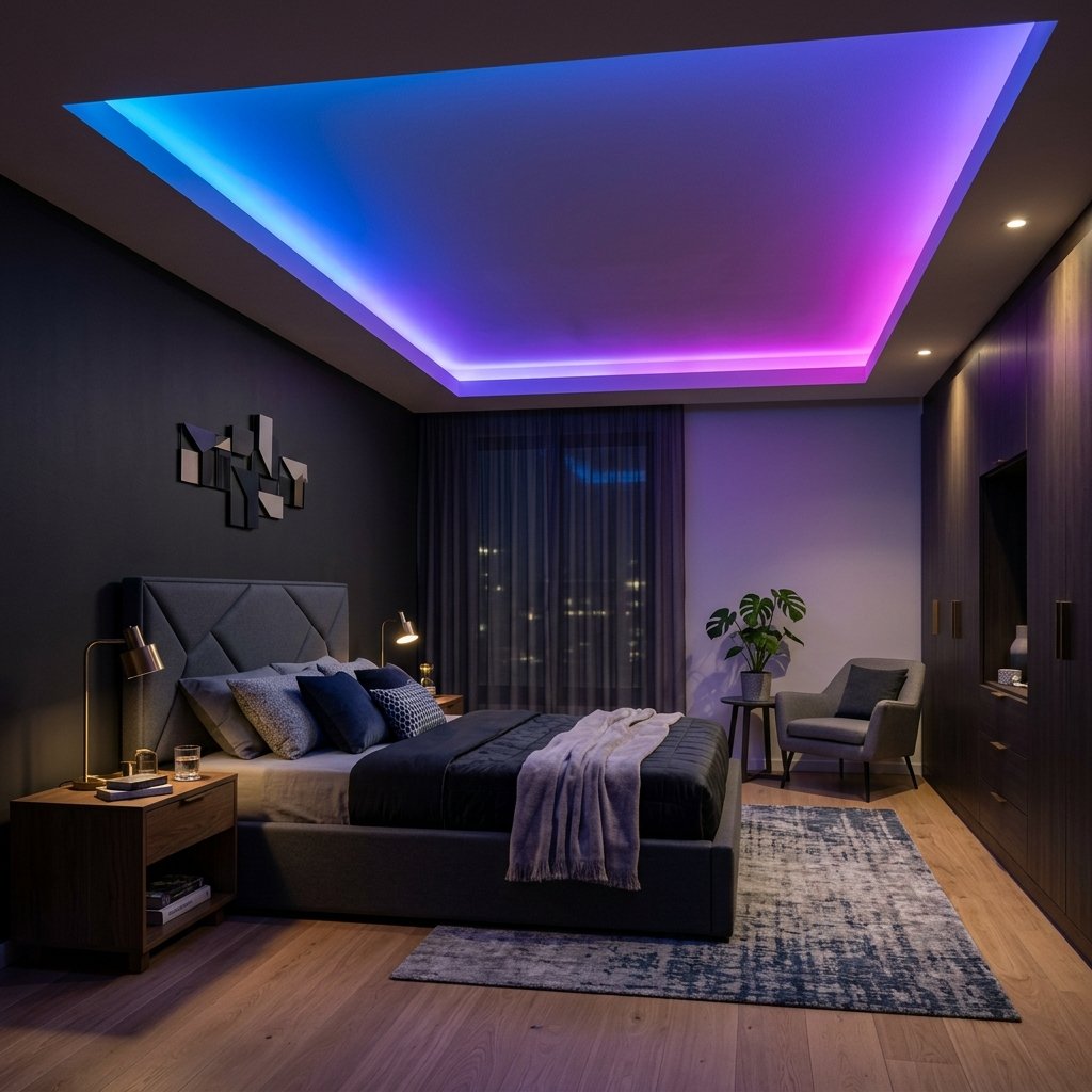 30 Bedroom Fall Ceiling Designs Ideas: for Modern and Cozy Spaces 9 LED Strip Lighting Ceiling Ideas