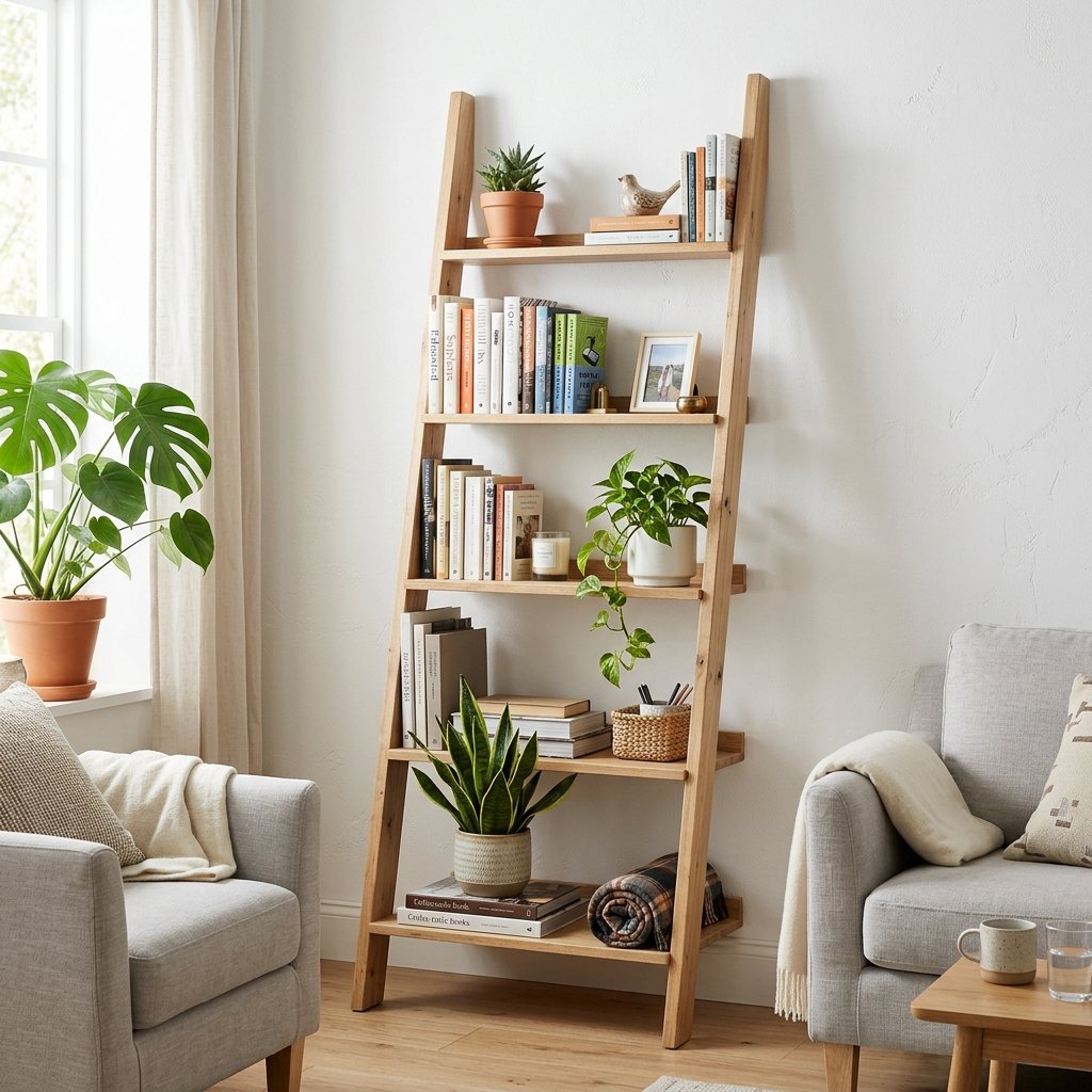 30 Bookshelf Ideas to Transform Any Room 4 Ladder Bookshelf Idea