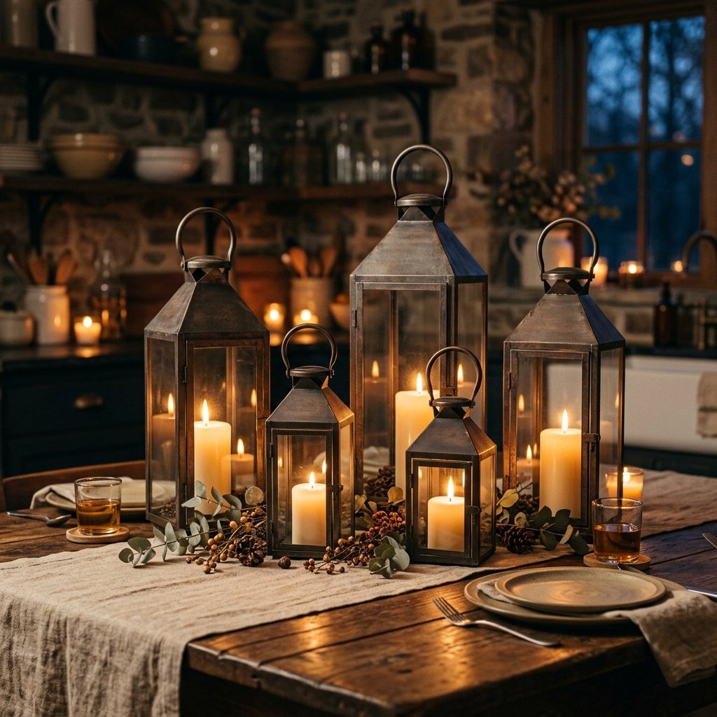 30 Fall Kitchen Table Decor Ideas: You'll Want to Copy 5 Rustic Lantern Centerpiece Fall Kitchen Table Decor