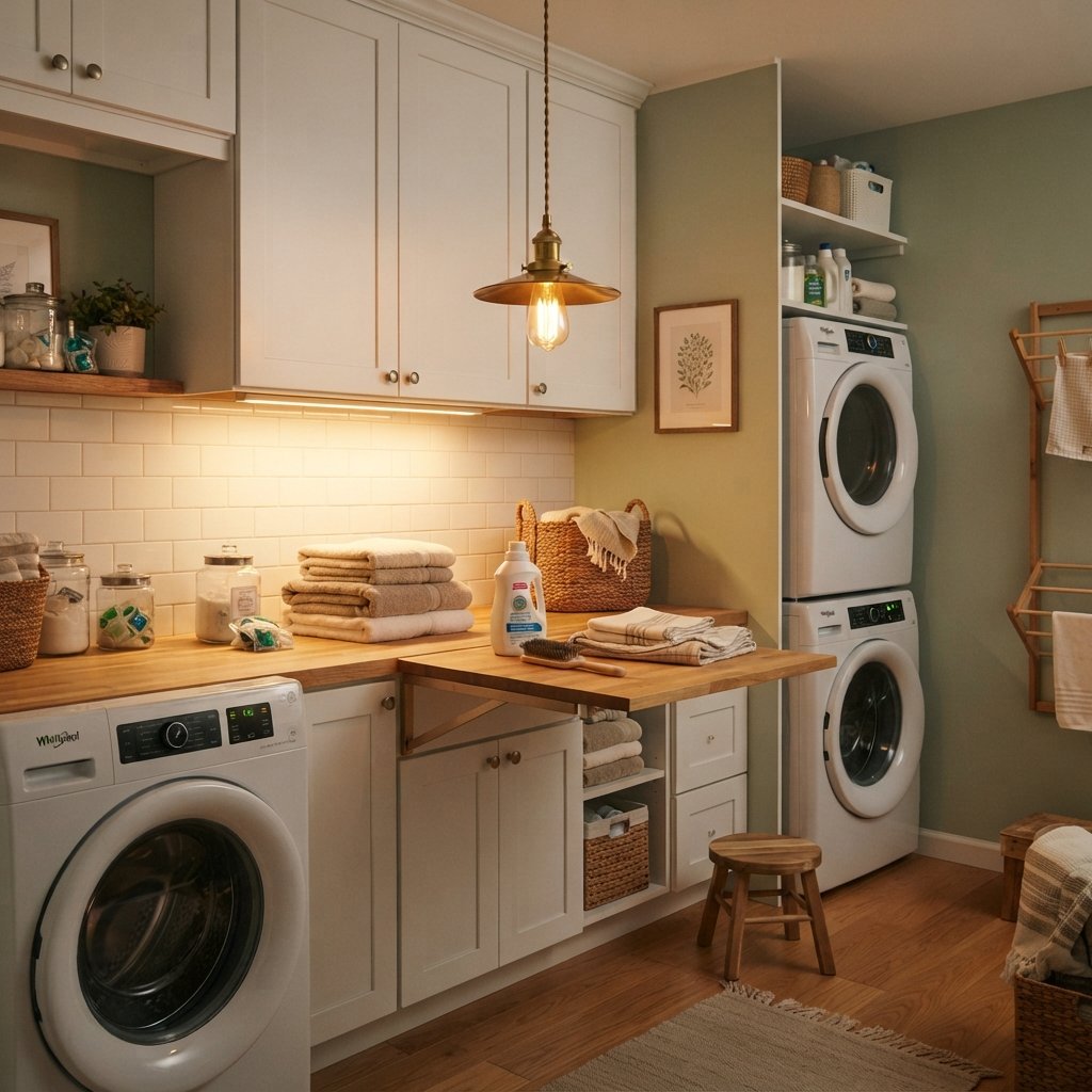 30 Tiny Laundry Room Ideas That Make Small Spaces Look Stylish & Functional 25 Laundry Room Lighting Ideas