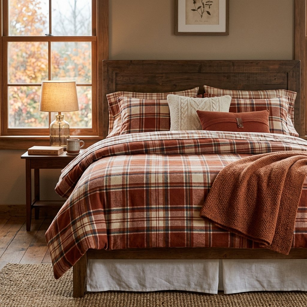 30 Fall Bedroom Ideas That Bring Cozy Autumn Vibes Into Your Space 3 Layered Flannel Bedding Ideas
