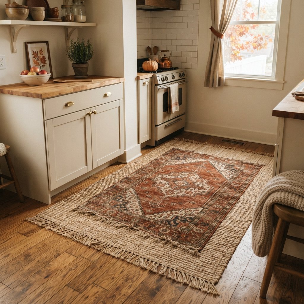 30 Fall Kitchen Ideas: To Warm Up Your Space This Season 15 Layered Kitchen Rug Fall Kitchen