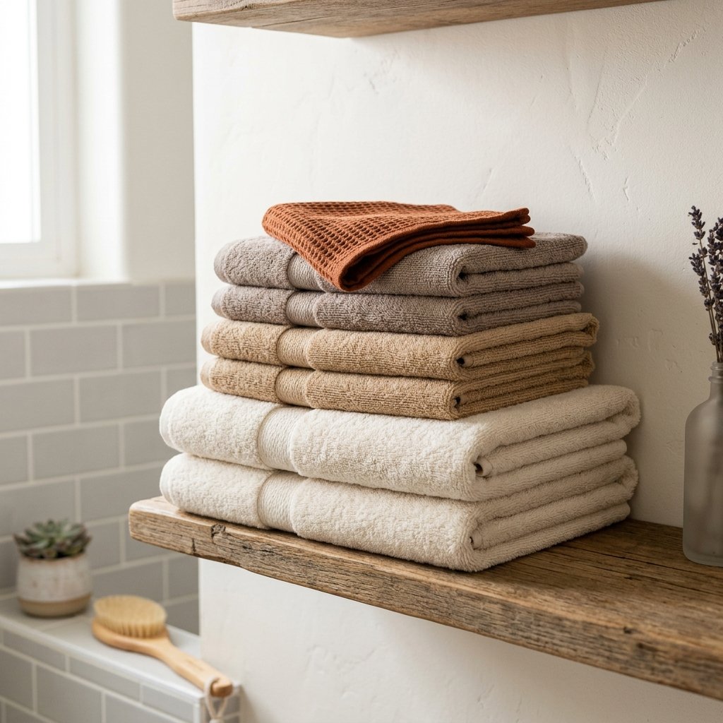 30 Fall Bathroom Decor Ideas: Cozy, Creative & Pinterest Worthy 31 Layered Neutral Towel Ideas