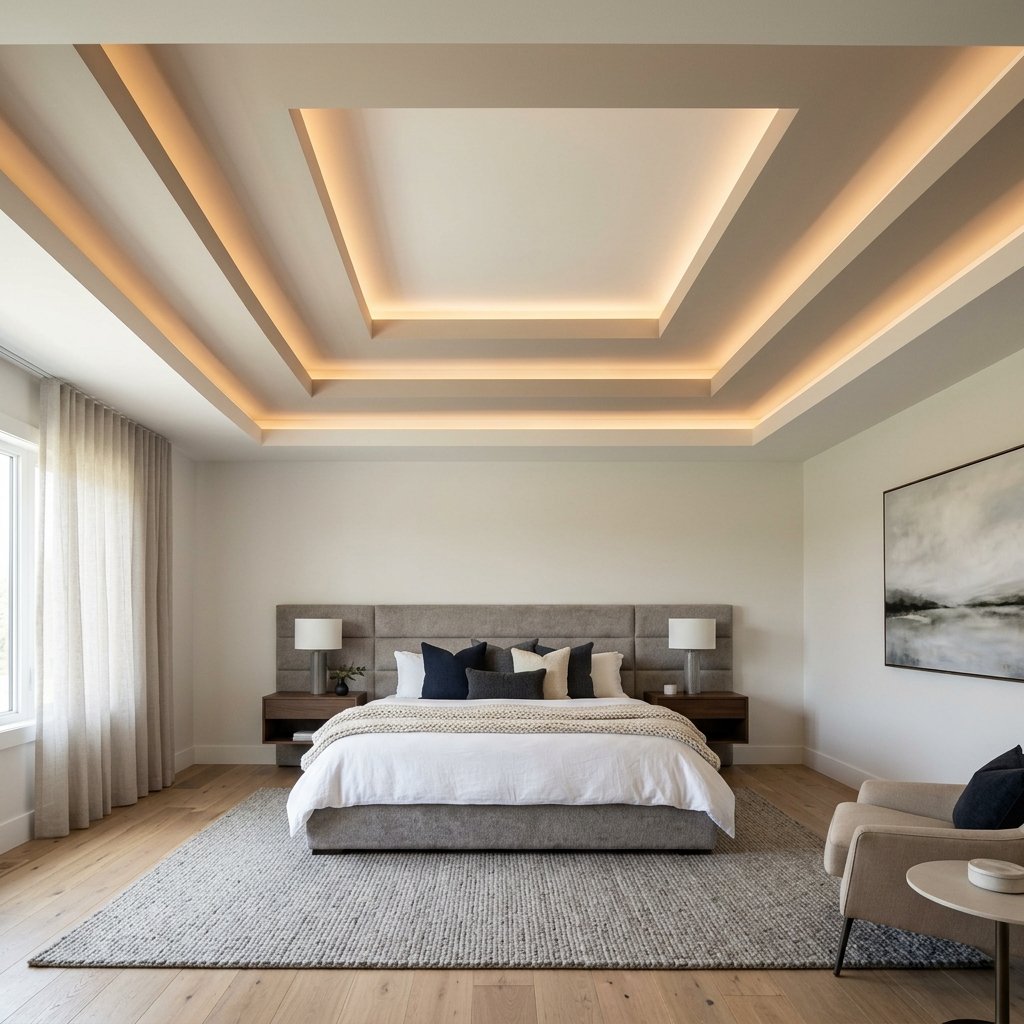 30 Bedroom Fall Ceiling Designs Ideas: for Modern and Cozy Spaces 8 Layered Step Ceiling Ideas
