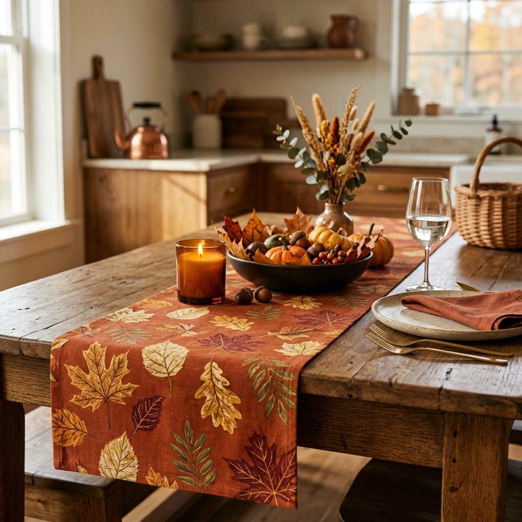 30 Fall Kitchen Table Decor Ideas: You'll Want to Copy 3 Autumn Leaf Table Runner Fall Kitchen Table Decor