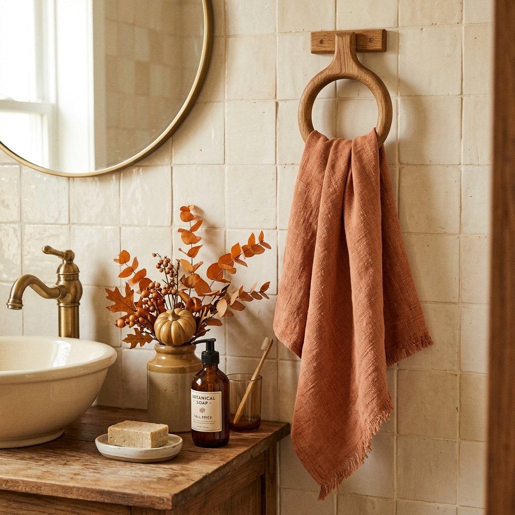 30 Fall Bathroom Decor Ideas Small Bathroom, Big Fall Vibes 17 Linen Hand Towel Ideas