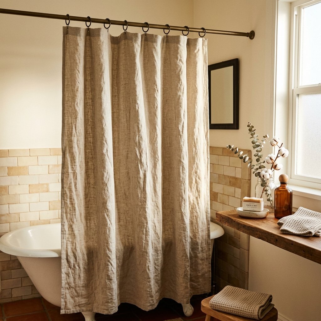 30 Fall Bathroom Decor Ideas: Cozy, Creative & Pinterest Worthy 26 Textured Linen Curtain Ideas