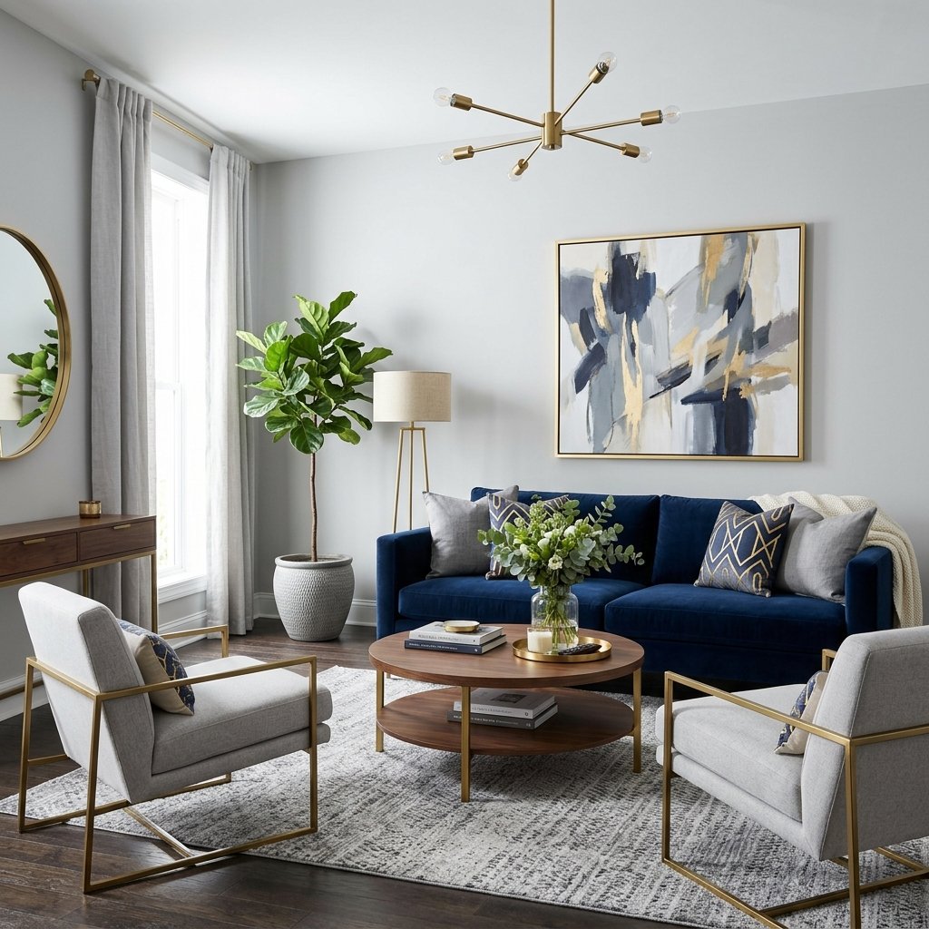 30 Grey Living Room Ideas That Make Any Space Look Luxurious 9 Navy and Grey Living Room Ideas