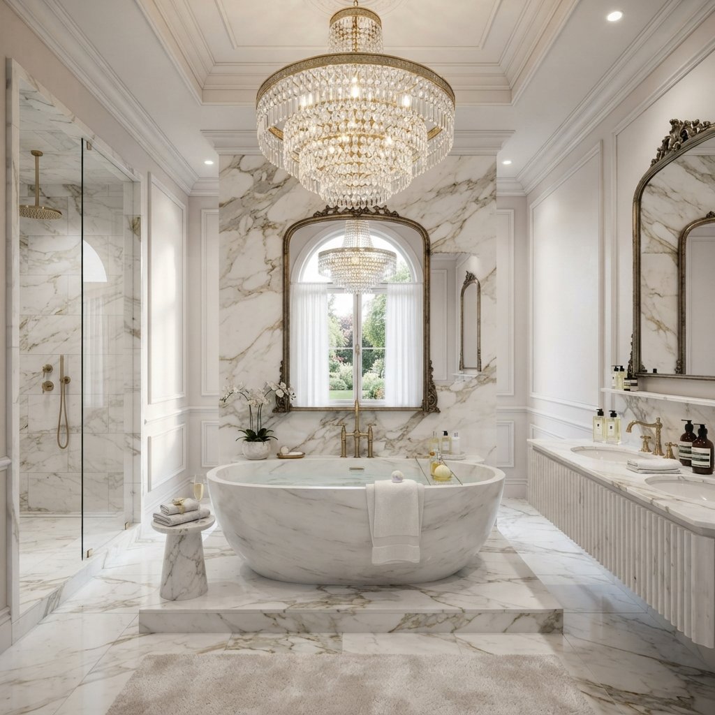 30 Stunning White Bathroom Ideas That Create a Bright & Luxurious Space 15 Luxury White Bathroom Ideas