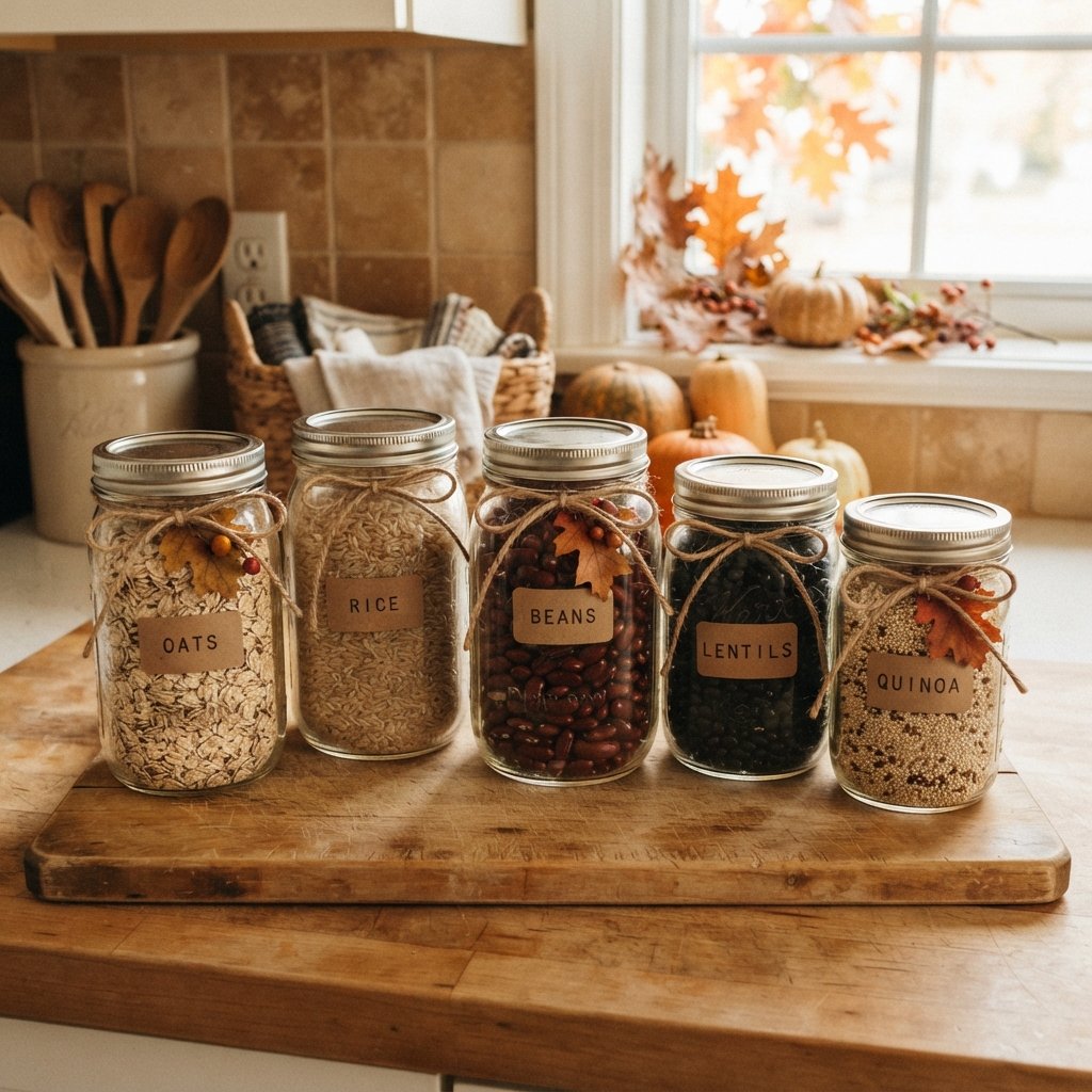 30 Fall Kitchen Ideas: To Warm Up Your Space This Season 17 Mason Jar Storage Ideas