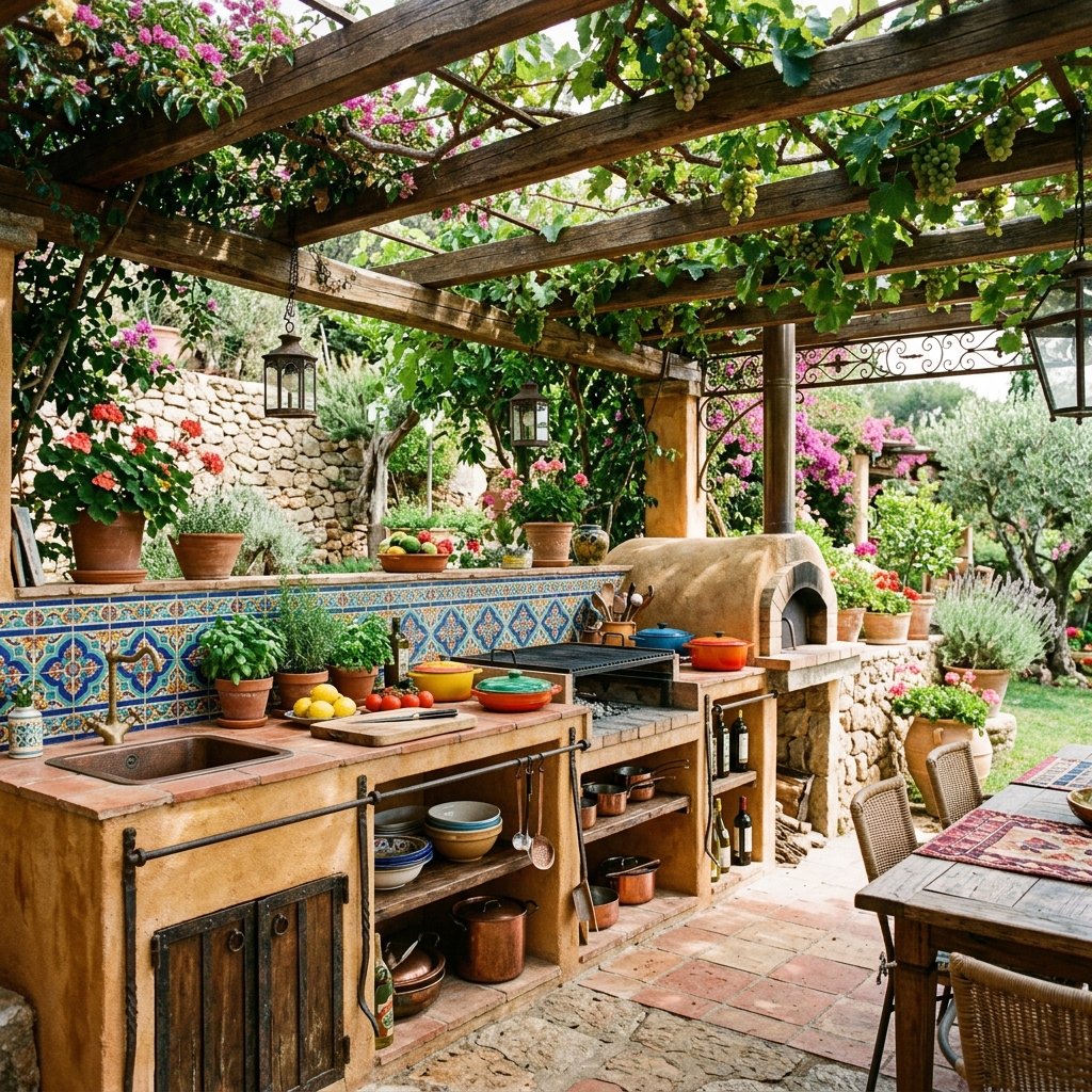 30 Smart Outdoor Kitchen Ideas for Comfortable Outdoor Cooking 19 Mediterranean Outdoor Kitchen Ideas
