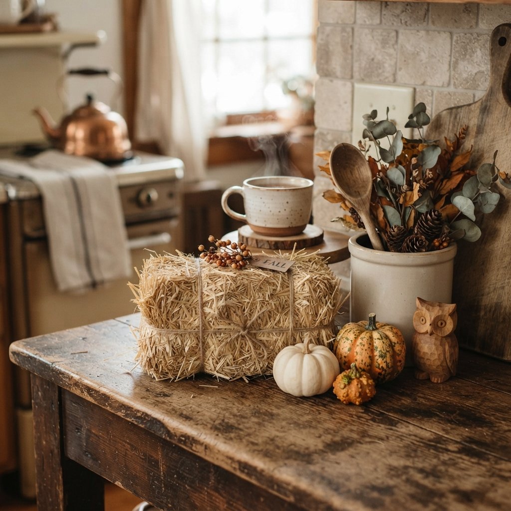30 Fall Kitchen Countertop Decor Ideas: Cozy Inspiration for Every Style 28 Mini Hay Bale Ideas