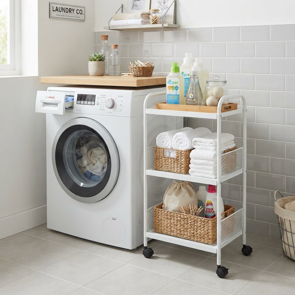 30 Tiny Laundry Room Ideas: That Prove Small Spaces Can Shine 19 Mini Laundry Cart Tiny Laundry Room Ideas