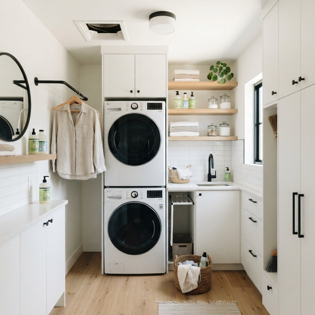 30 Tiny Laundry Room Ideas That Make Small Spaces Look Stylish & Functional 11 Modern Tiny Laundry Room Ideas