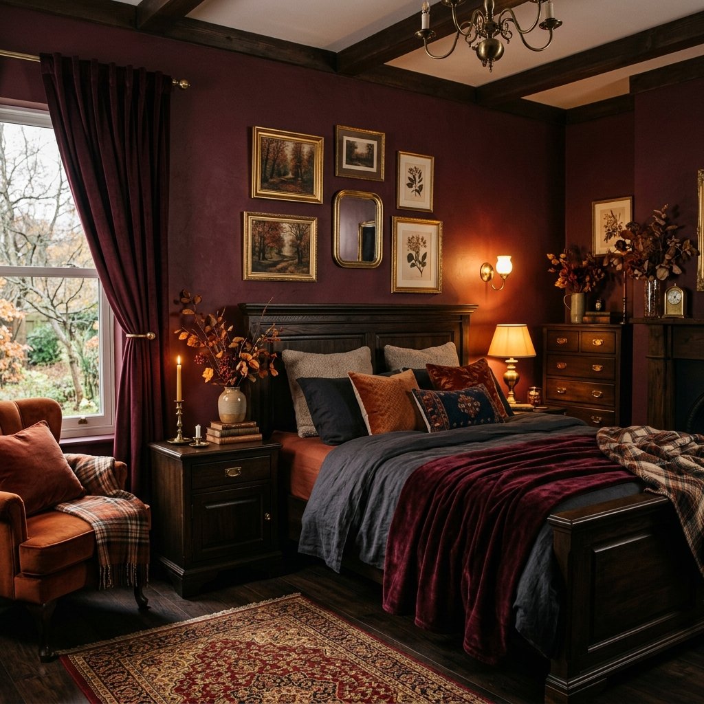 30 Fall Bedroom Aesthetic Ideas: That Feel Warm,Cozy & Effortless 6 Moody Burgundy Bedroom Ideas