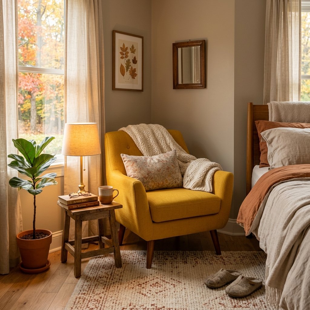 30 Fall Bedroom Ideas That Bring Cozy Autumn Vibes Into Your Space 11 Mustard Yellow Accent Chair Ideas