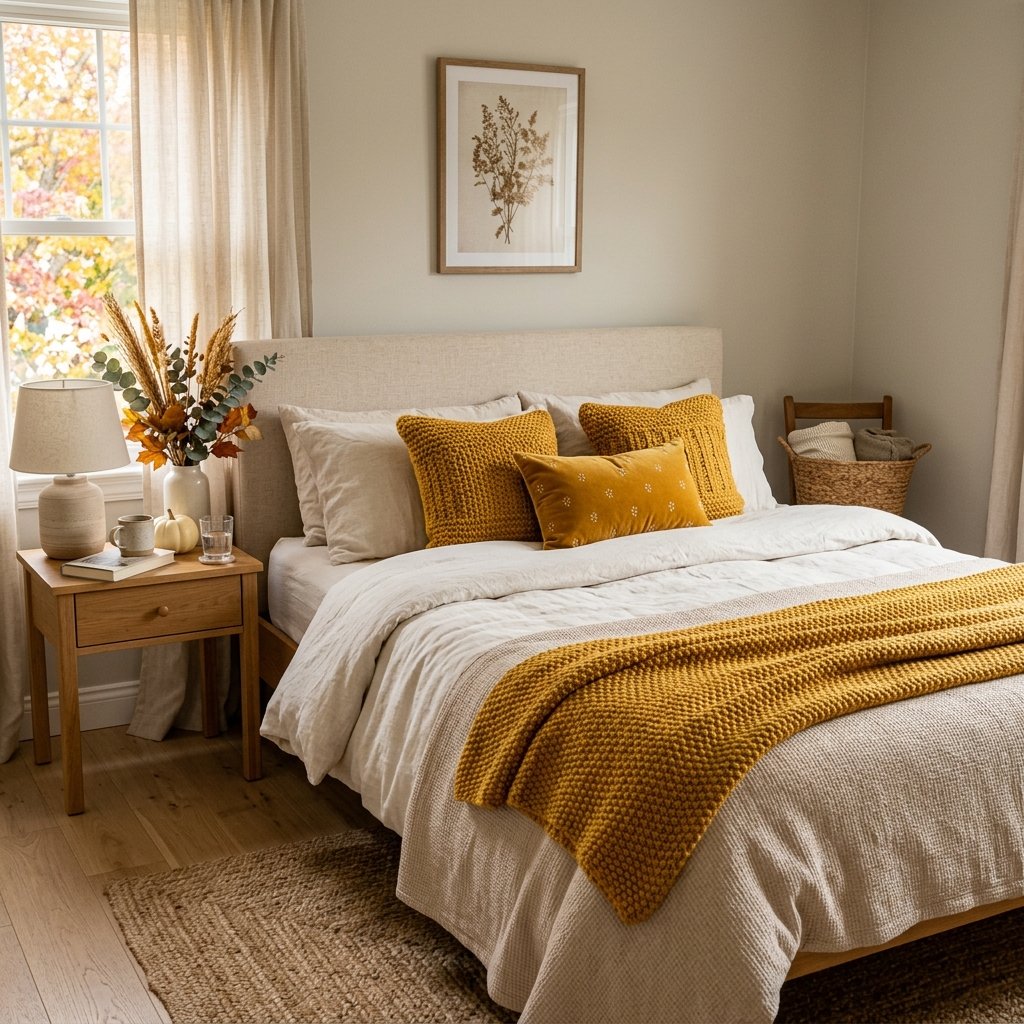 30 Fall Bedroom Aesthetic Ideas: That Feel Warm,Cozy & Effortless 18 Mustard Yellow Accent Ideas
