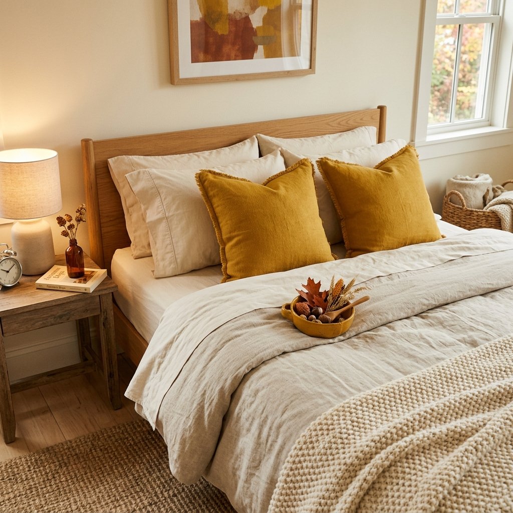 30 Gorgeous Fall Themed Bedroom Ideas: That Feel Cozy and Effortless 17 Mustard Yellow Accent Ideas