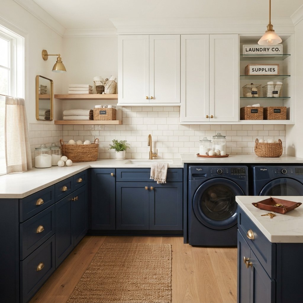 30 Tiny Laundry Room Ideas: That Prove Small Spaces Can Shine 28 Two Tone Cabinet Tiny Laundry Room Ideas