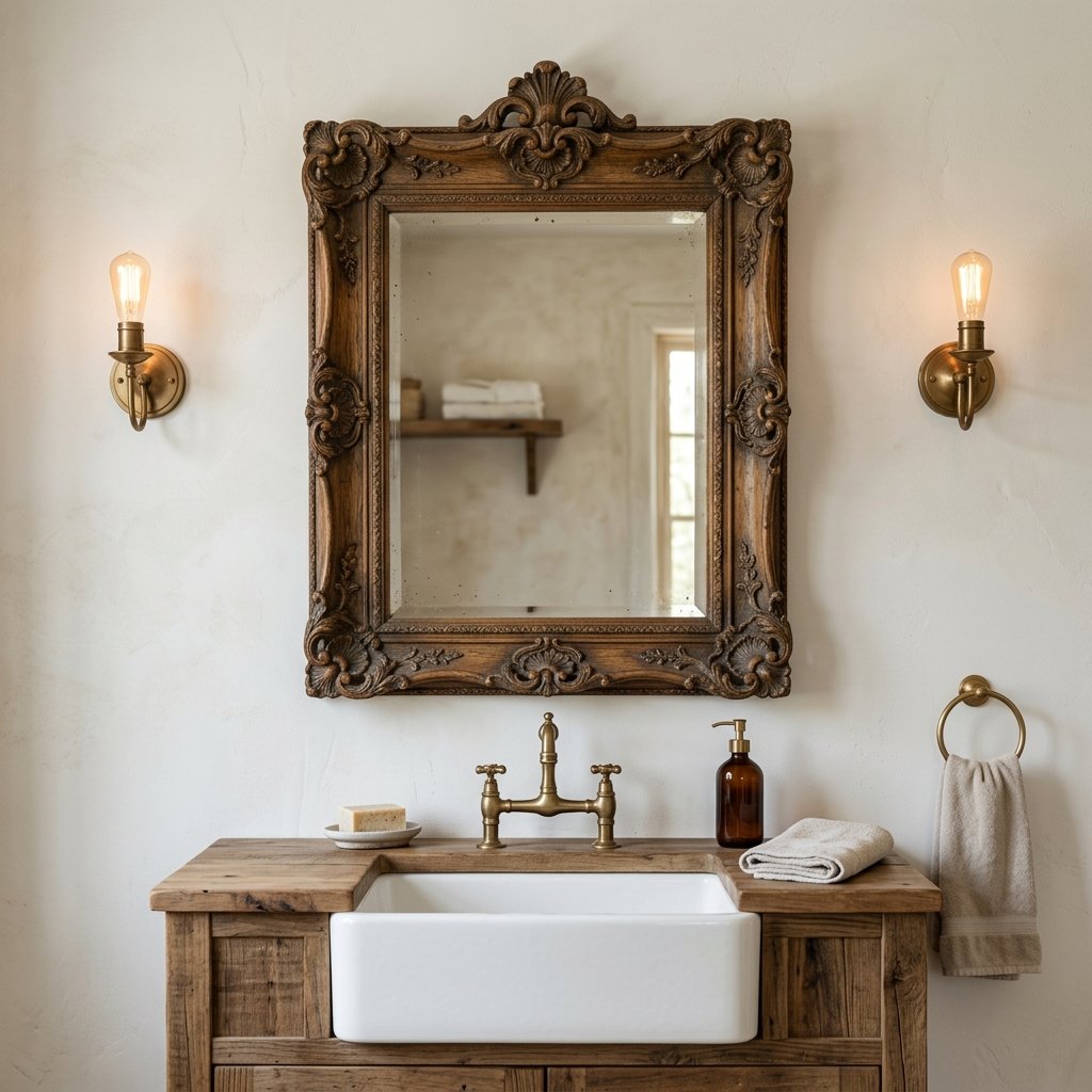 30 Stunning Farmhouse Bathroom Ideas to Create a Cozy Luxury Retreat 5 Vintage Mirror Ideas