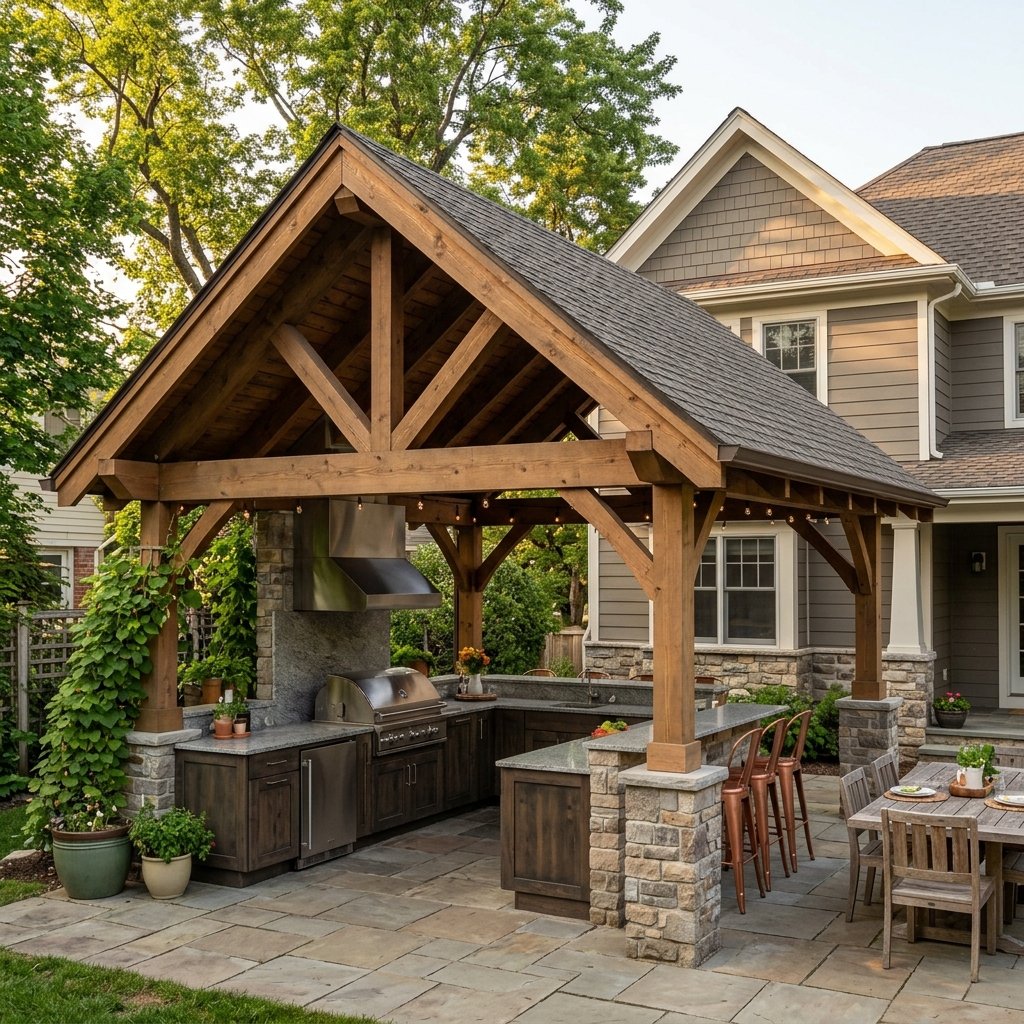 30 Smart Outdoor Kitchen Ideas for Comfortable Outdoor Cooking 22 Outdoor Kitchen Roof Ideas
